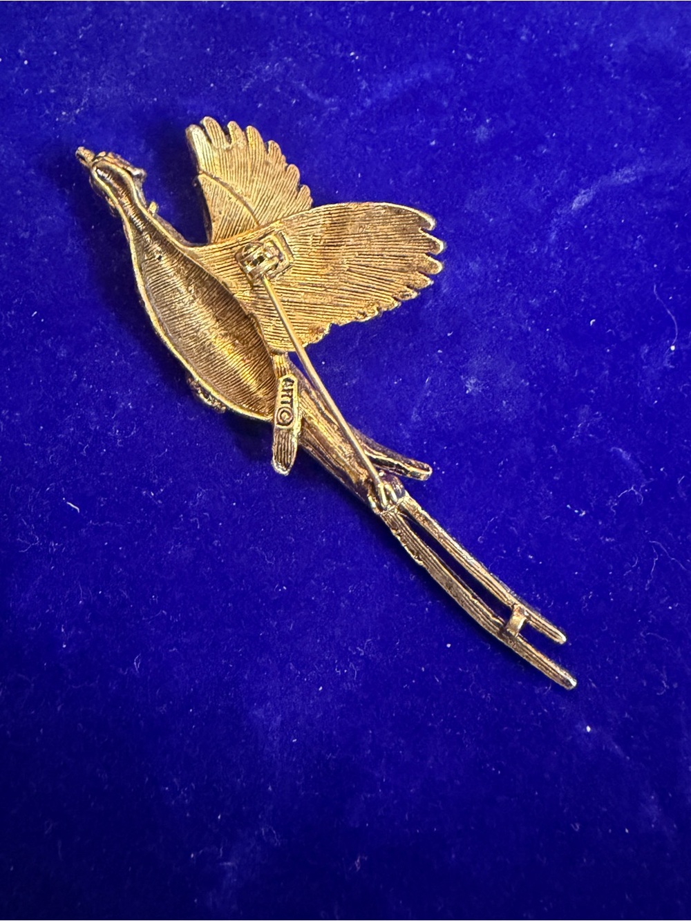 Arthur Pepper Vintage Signed Brooch Flying Pheasant Bird Pin Gold Silver Tone - Picture 2 of 4